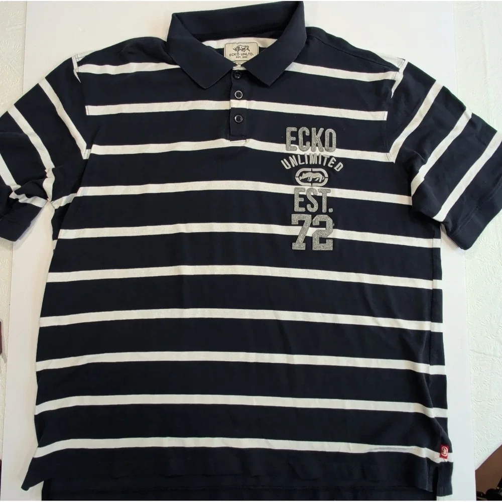Lot of 3 Ecko Unltd Polo Shirts Mens 3XL Y2K Streetwear Graphic Golf Polos